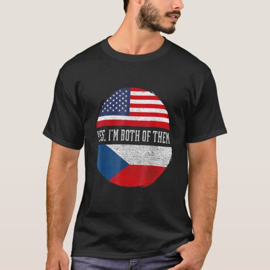 Half American Half Czech USA Flag Czech Republic H T-Shirt (Vorderseite)