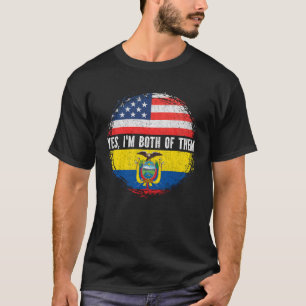 Half American Half Ecuadorian USA Flag Ecuador  T-Shirt