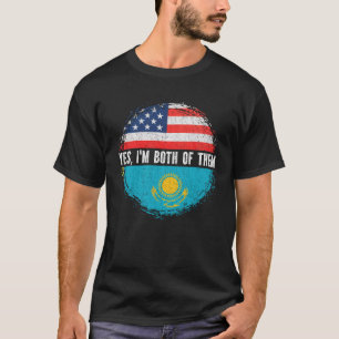 Half American Half Kazakh USA Flag Kazakhstan T-Shirt