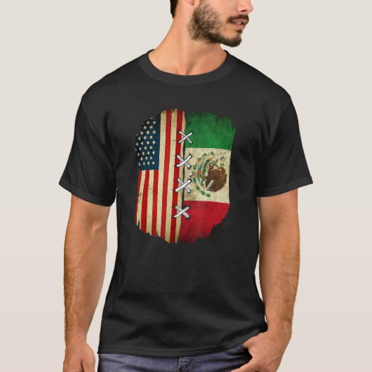 Half American Half Mexican USA Flag Mexico Flag T-Shirt (Vorderseite)
