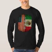 Half American Half Mexican USA Flag Mexico Flag T-Shirt (Vorderseite)