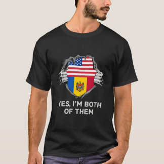 Half American Half Moldovan Usa Moldova Flag S T-Shirt
