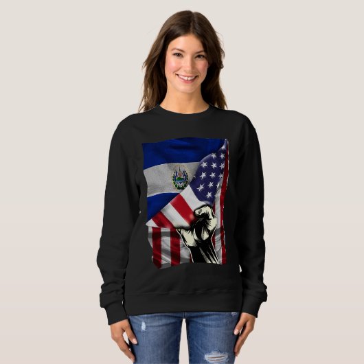 Half American Half Salvadoran ROOTS USA Flag El Sa Sweatshirt (Vorne ganz)