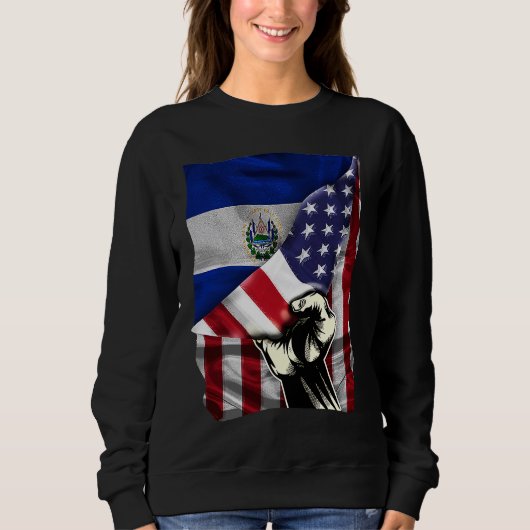 Half American Half Salvadoran ROOTS USA Flag El Sa Sweatshirt (Vorderseite)