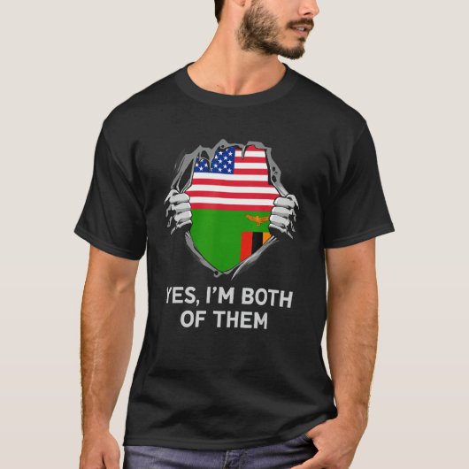 Half American Half Zambian USA Zambia Flag Mens Wo T-Shirt (Vorderseite)