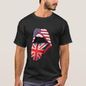 Half American Raised with British Lips USA Flag UK T-Shirt (Vorderseite)