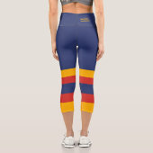 Half and Stripes Horizontal Lines Blue Yellow Red Capri Leggings (Rückseite)