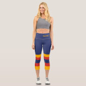 Half and Stripes Horizontal Lines Blue Yellow Red Capri Leggings (Vorderseite)