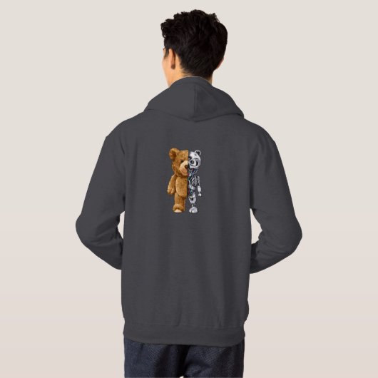 Half Bear Half Robot Hoodie (Schwarz voll)