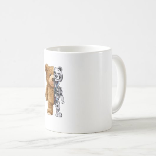 Half Bear Half Robot Kaffeetasse (VorderseiteRechts)