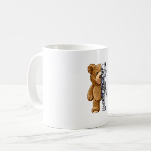Half Bear Half Robot Kaffeetasse (Vorderseite Links)