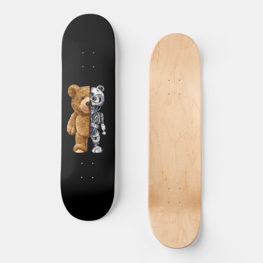 Half Bear Half Robot Skateboard (Vorderseite)