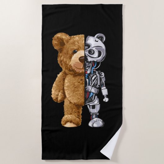 Half Bear Half Robot Strandtuch (Vorderseite)