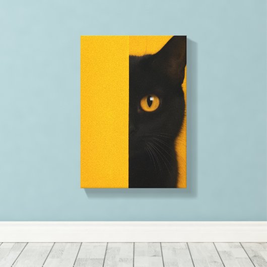 Half-Black Cat Minimalist Canvas Art Leinwanddruck (Insitu (Holzboden))