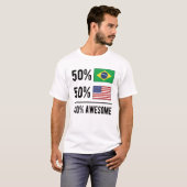 Half Brazilian Half American Flag Brazil USA T-Shirt (Vorne ganz)