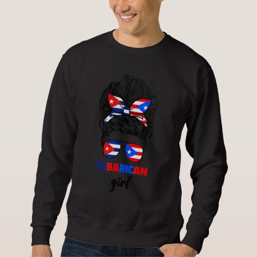 Half Cuban And Puerto Rican Rico Cuba Flag Cubaric Sweatshirt (Vorderseite)