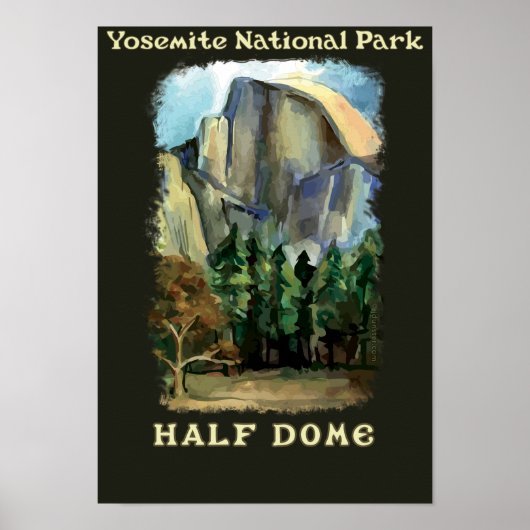 Half Dome, Yosemite Nationalpark im Vintagen Stil Poster (Vorne)