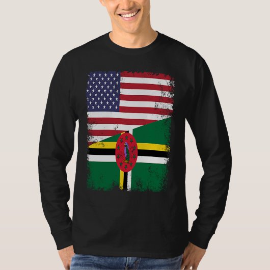 Half Dominican Flag Vintage Dominica USA T-Shirt (Vorderseite)