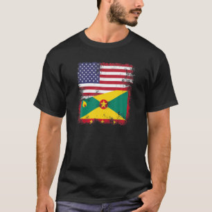 Half grenadische Flagge   Vintag Grenada USA Gift T-Shirt