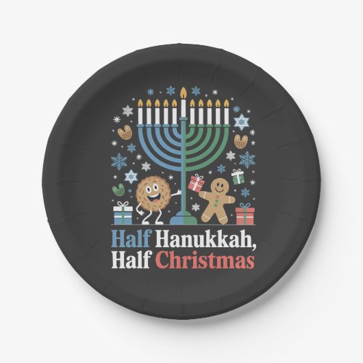 Half Hanukkah Weihnachten Weihnachten Weihnachten Pappteller (Vorderseite)