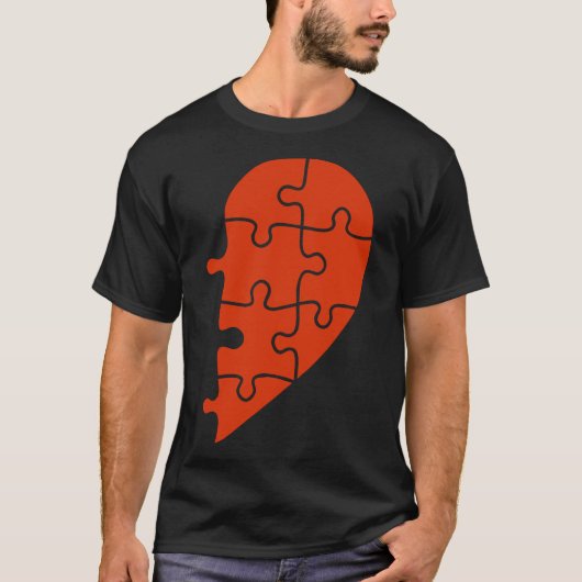 Half Heart Puzzle Paare Valentinsche T - Shirt (Vorderseite)