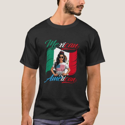 Half Mexican Half American Usa Flag Mexico America T-Shirt (Vorderseite)