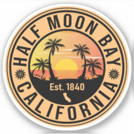Half Moon Bay California Retro Sunset Souvenirs Aufkleber