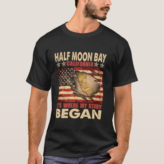 Half Moon Bay California USA Flag 4. Juli Long T-Shirt (Vorderseite)