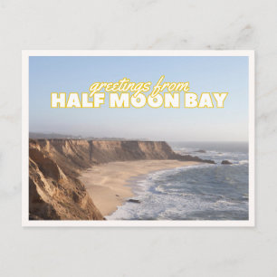 Half Moon Bay Strand Foto Retro Vintage Reise Postkarte