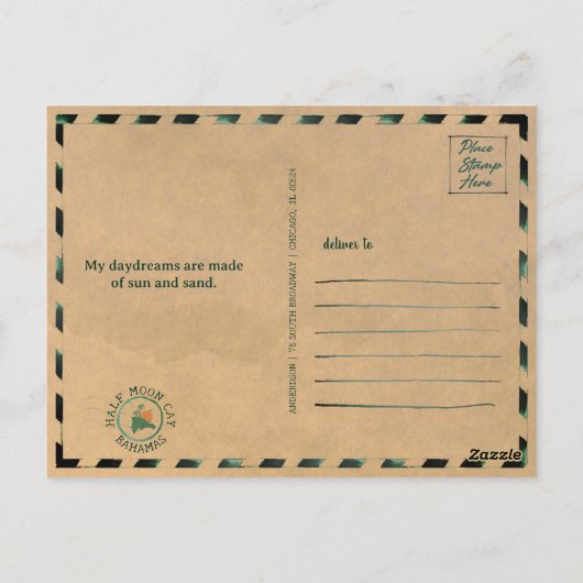 Half Moon Cay Bahamas Retro Seagull Souvenir 1950e Postkarte (Rückseite)