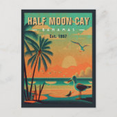 Half Moon Cay Bahamas Retro Seagull Souvenir 1950e Postkarte (Vorderseite)