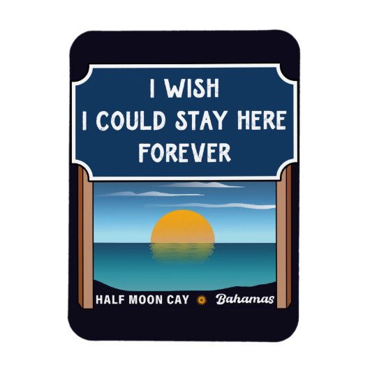 Half Moon Cay Bahamas Retro Sunset Vacation 60er Magnet (Vertikal)