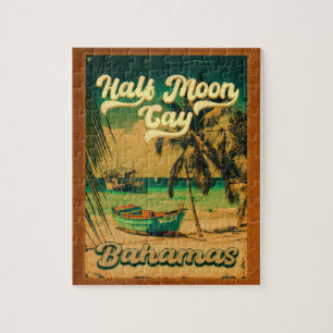 Half Moon Cay Bahamas Retro Sunset Vacation 60er Puzzle