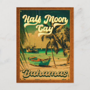 Half Moon Cay Bahamas Retro Vintager Urlaub 60er Postkarte