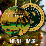 Half Moon Cay Bahamas Vintag Sunset Vacation 60er Keramik Ornament<br><div class="desc">Diese Vintage Half Moon Cay der Bahamas Vintage Design macht Weihnachten oder Geburtstag ein großartiges Geschenk für Liebhaber des Kleinen San Salvador Bahamas. Das Retro Sommercamp ist ein perfektes Geschenk für Reisende und Liebhaber von tropischen Reisezielen. Sie können diese Vorlage anpassen, ändern oder löschen, indem Sie die darin enthaltenen Texte...</div>