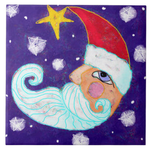 Half Moon Santa Abstract Art Fliese