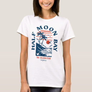 Half Moon Y California Retro Surfer Vintage Strand T-Shirt