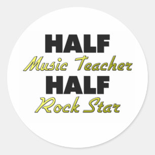 Half Music Teacher Half Rock Star Runder Aufkleber