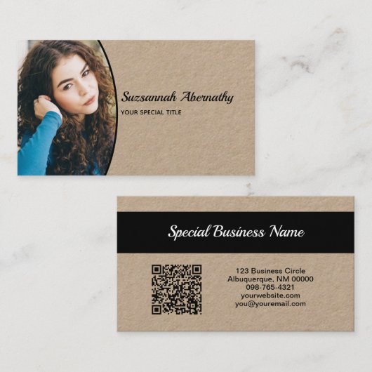 Half Oval Professional Photo Nanny & QR Code Visitenkarte (Vorne/Hinten)