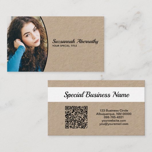 Half Oval Professional Photo QR Code Nanny  Visitenkarte (Vorne/Hinten)