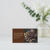 Half Photo Brown Caramel Chocolate Maker Social QR Visitenkarte (Stehend Vorderseite)