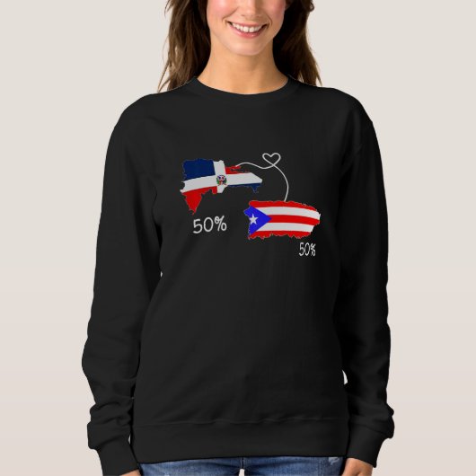 Half Puerto Rican Half Dominican Flag Map Combined Sweatshirt (Vorderseite)
