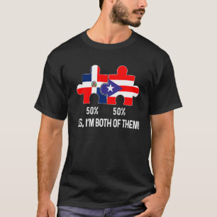 Half Puerto Rico Half Dominikanische Flaggenkarte  T-Shirt