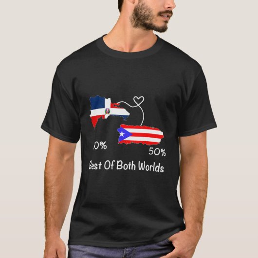 Half Puerto Rico Half Dominikanische Flaggenkarte T-Shirt (Vorderseite)