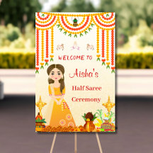 Half Saree Begrüßungsschild Halff sari Begrüßungpo