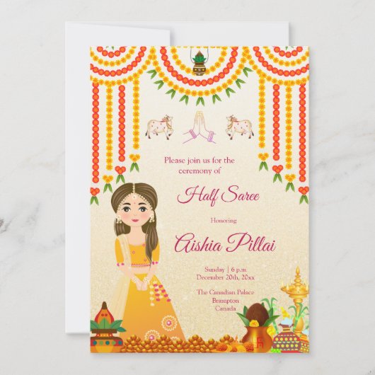 Half Saree Einladung Half sari Einladung (Vorderseite)