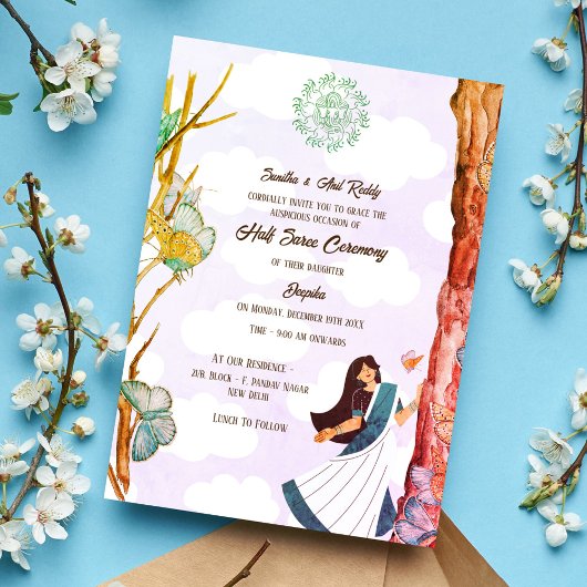 Half Saree Ritu Kala Samskara Butterfly Einladung