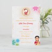 Half Saree Ritu Kala Samskara Einladung (Stehend Vorderseite)