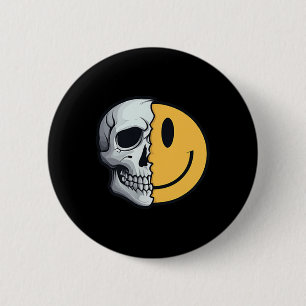 Half Skull Smile Face Rave Skeleton 70er 80er 90s  Button