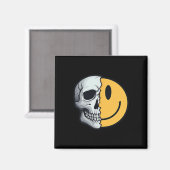 Half Skull Smile Face Rave Skeleton 70er 80er 90s Magnet (Vorderseite/Rückseite)